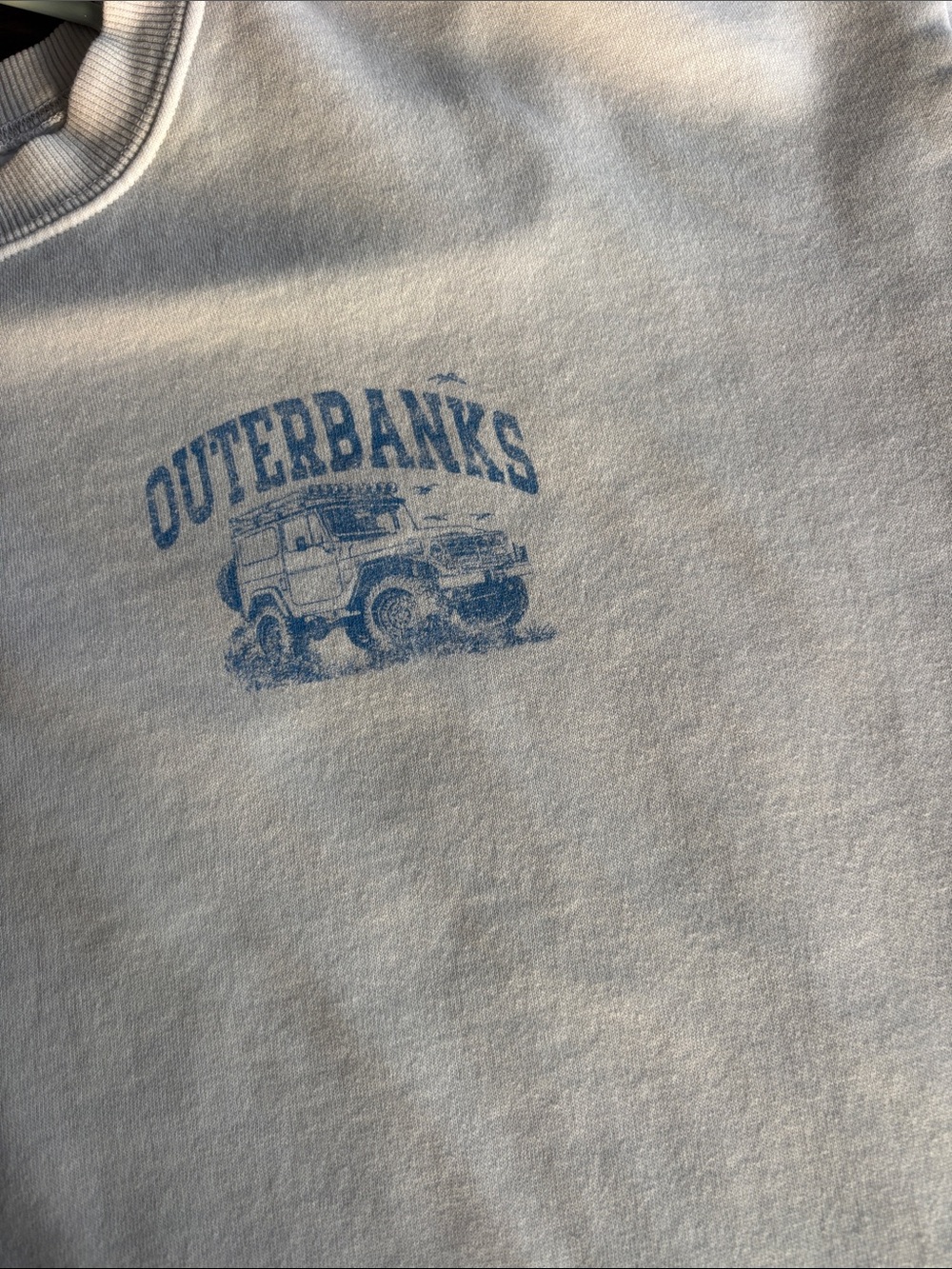 Altar'd State White Crewneck with Light Blue 'Outerbanks' Graphic - Picture 3 of 7